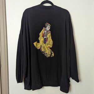 Vintage AKF New York 90’s Kimono Robe Rayon Japanese Boho Cardigan Lagenlook